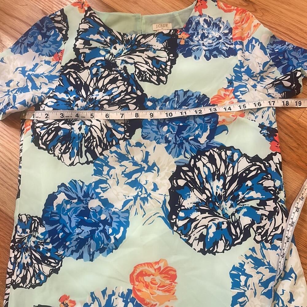 J. Crew factory Floral Lined Teal/Blue/Orange Shift Dress - Size 0 - Picture 5 of 6